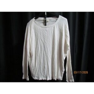 Style & Co Womens Long Sleeve T-Shirt Crew Neck Relaxed Fit Lightweight Cream  L